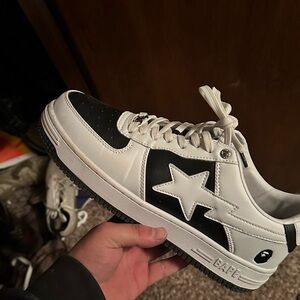 BAPE Kids' Black and White Sneakers